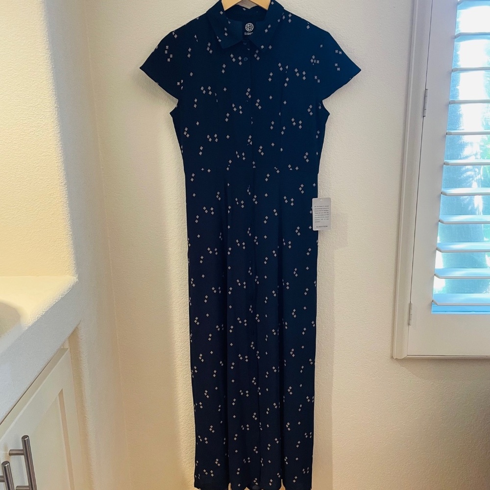NWT BABEAU Capped Sleeve Midi Shirtdress